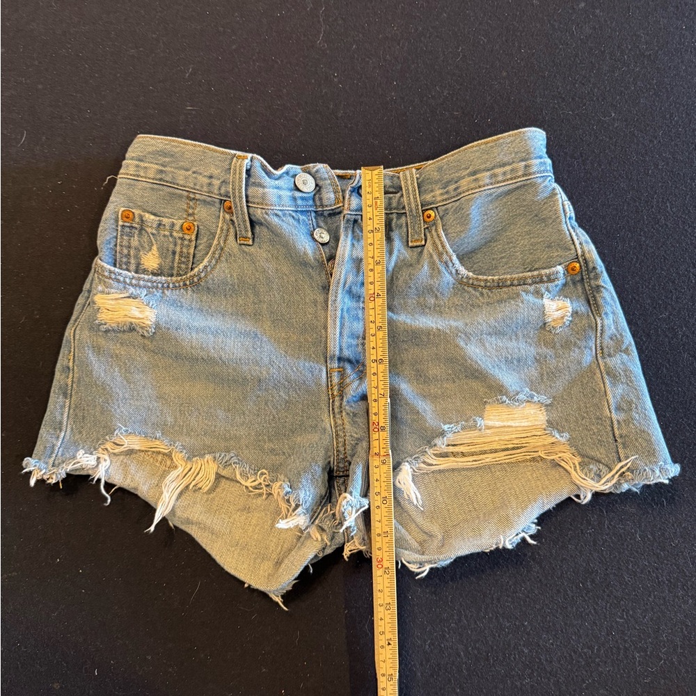Levi's Light Blue Distressed Denim Cutoff Shorts
